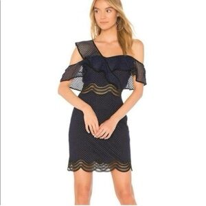 SAYLOR Navy Blue Cutout "Luca" One Shoulder Mini Dress in Size Small